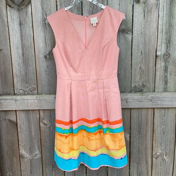 Anthropologie X Tracy Reese Dress Painterly Pleated Mini Fit & Flare Pink Size 2 - Picture 1 of 11